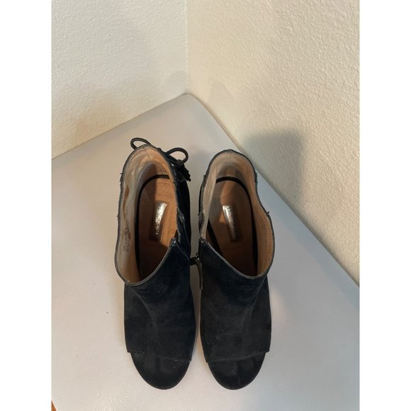 Halogen Warin Black Suede Open Toe Bootie - Picture 7 of 9